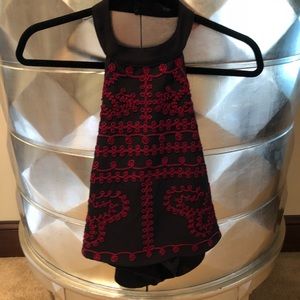 Black and red halter top